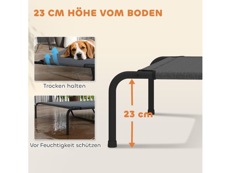 Lit surélevé extérieur 152x94x23 cm en maille grise pour grands animaux - Conforama D