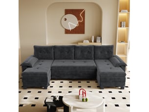 Canapé droit convertible <strong>MIVRAY </strong> <strong></strong> 4 places Textilène gris