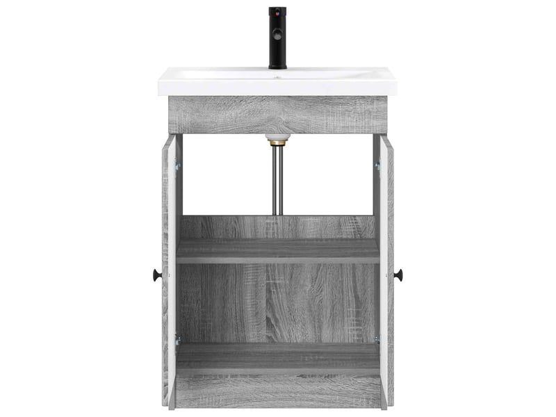 Ensemble de mobilier de salle de bain sonoma gris shl8703 - Conforama C