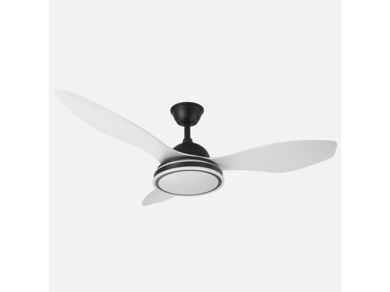  Ventilateur de plafond fabrilamp datoo dc noirblanc 3 pales 122 cm 6 vitesses led 48 w télécommande 182991326 - Conforama E