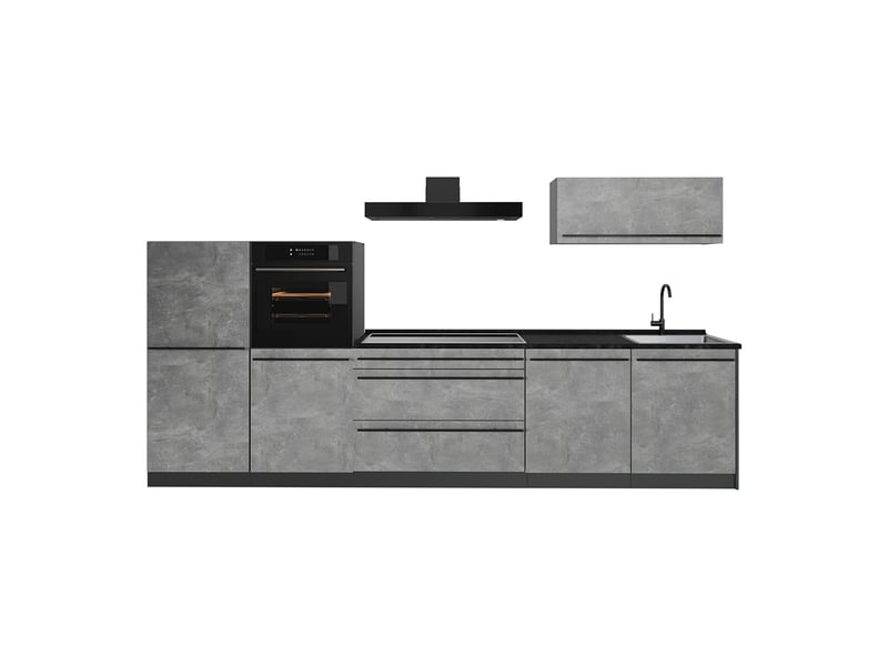 Vicco cuisine, bétonanthracite, 340cm plan de travail anthracite - Conforama A
