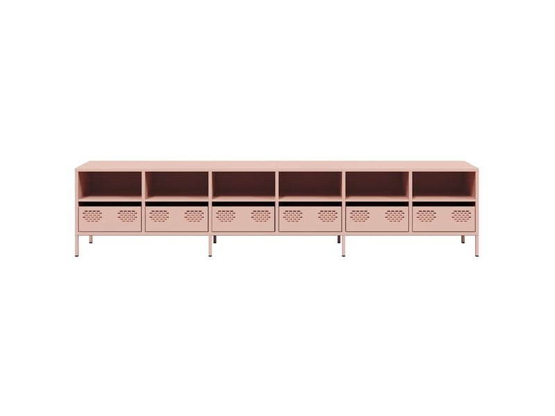  Meuble tv - banc tv - meuble de rangement rose 202x39x43,5 cm acier laminé à froid  - Conforama E