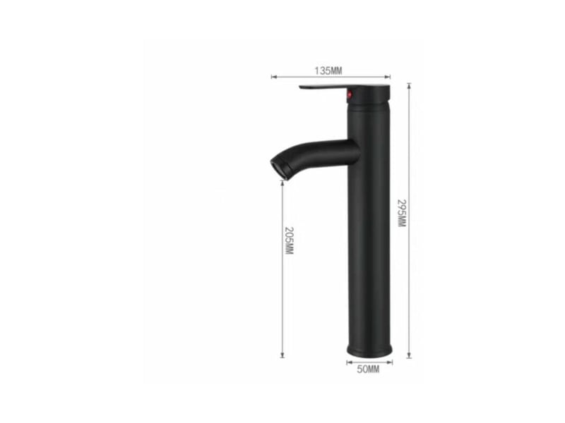  Mitigeur de lavabo, design à bec haut, robinet monotrou, pour vasque à poser sur table pour salle de bain en cuivre chromé avec mousseur démontable QWE000815 - Conforama B