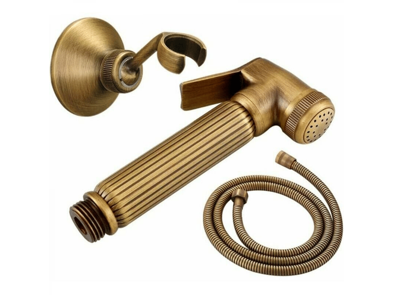  Kit de bidet pour toilette, douchette de bidet portable murale avec tuyau et support pour salle de bain, bronze antique  - Conforama A