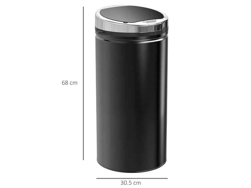  Poubelle automatique à capteur 42 l noire en acier avec couvercle, idéale pour cuisine et salle de bains  - Conforama C