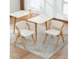Chaises de salle à manger pliantes lot de 2 avec assise rembourrée et dossier épais en bois et lin beige