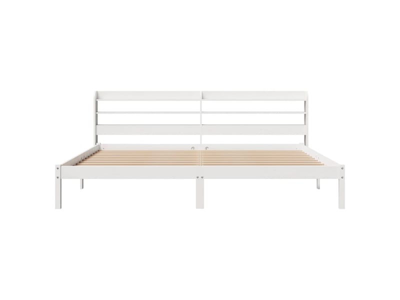  Lit double- lit adulte -  cadre de lit sans matelas blanc 200x200 cm bois massif de pin  - Conforama C