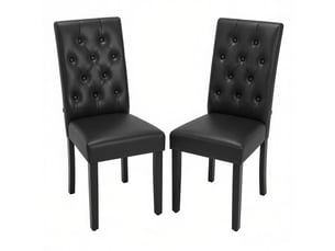 Lot de 2 chaises de salle à manger,42x49x99 cm,similicuir,noires