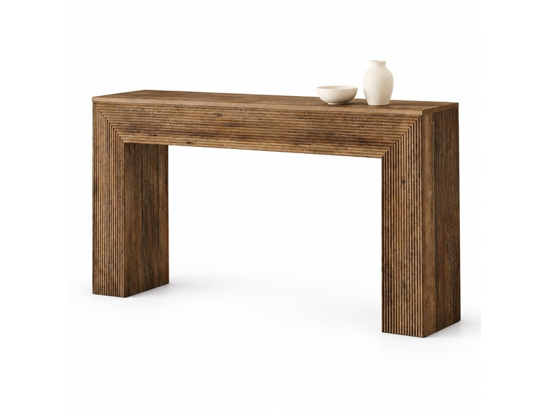  Table console 160 x 30 x 85 cm marron en mdf, style rustique pour l'entrée ou derrière le canapé, usage décoratif  - Conforama A