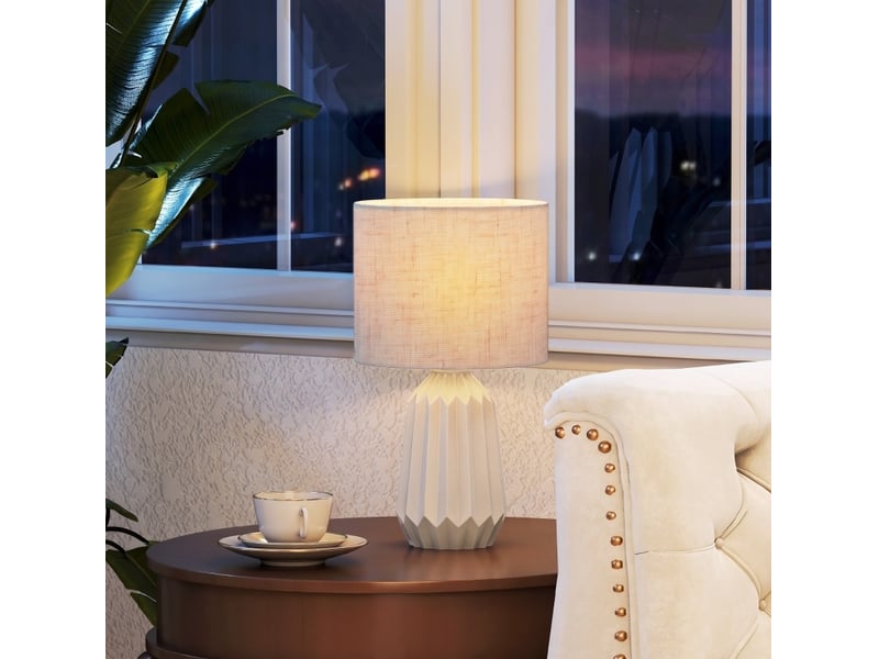  Lampe de table 22x22x39 cm avec interrupteur à bascule beige  - Conforama D