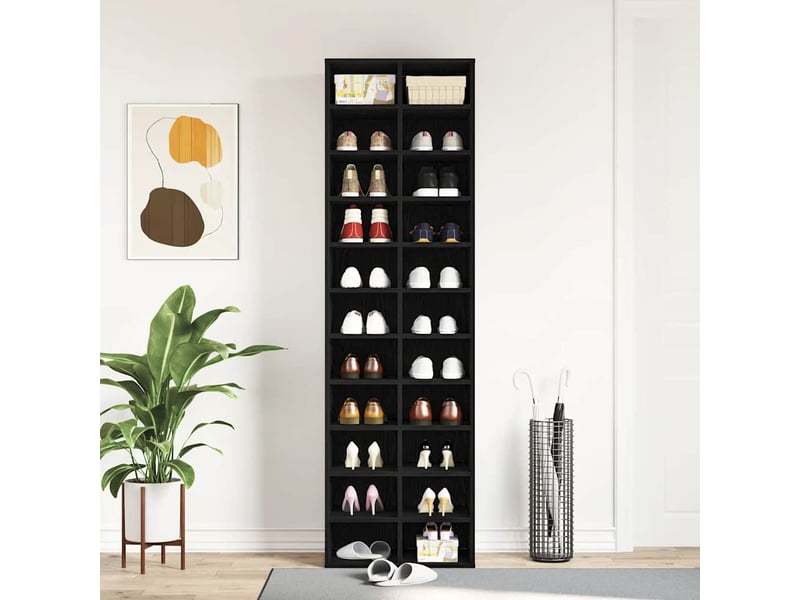  Meuble à chaussure | armoire à chaussures chêne noir 54x34x183 cm bois d'ingénierie  - Conforama C
