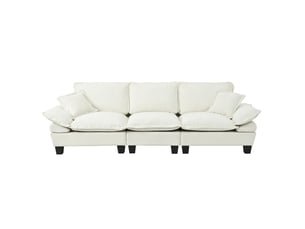 Canapé 3 places en tissu chenille beige 264x85x90 cm avec accoudoirs amovibles