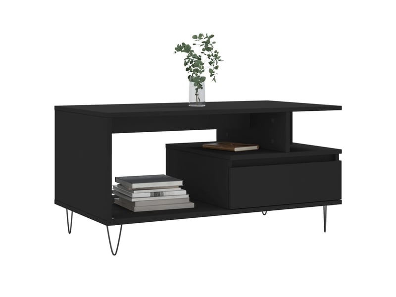  Table basse | table de salon noir 90x49x45 cm bois d'ingénierie  - Conforama C