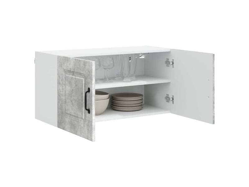  Meuble mural de cuisine | armoire de cuisine gris béton 80x31x40cm shl4818  - Conforama C