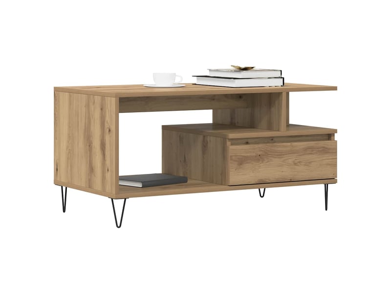  Table basse - table de salon - table à thé chêne artisanal 90x49x45 cm bois d'ingénierie  - Conforama C