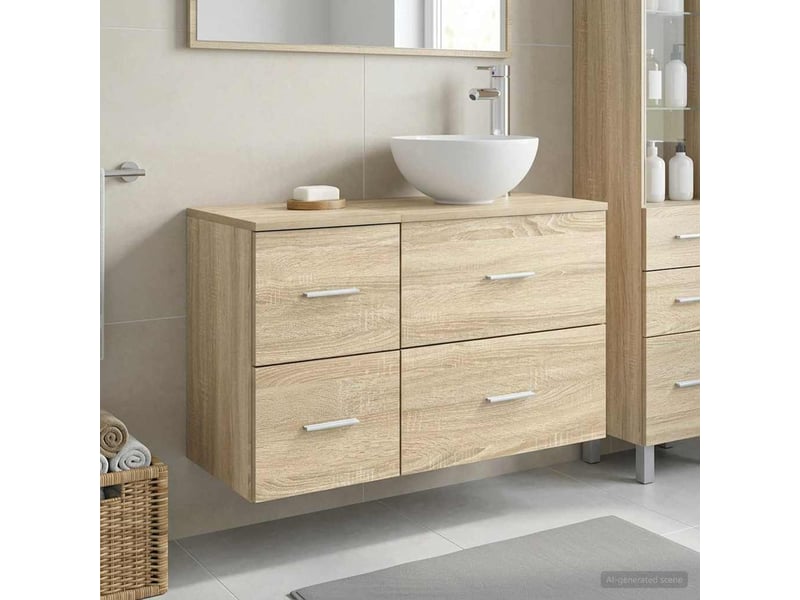 Ensemble de mobilier de salle de bain 2 pcs chêne sonoma shl4471 - Conforama B