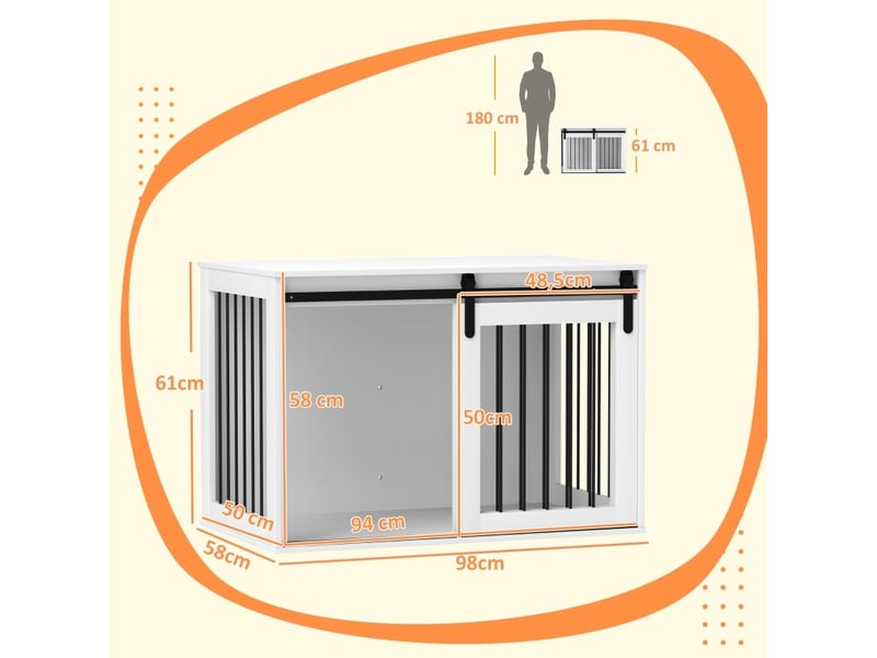  Meuble à porte coulissante 98x58x61 cm avec ventilation bois blanc  - Conforama E