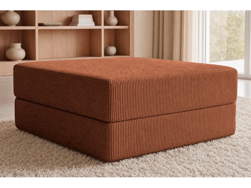  Cosima - pouf en petit velours côtelé terracotta 100x80x34  - Conforama E