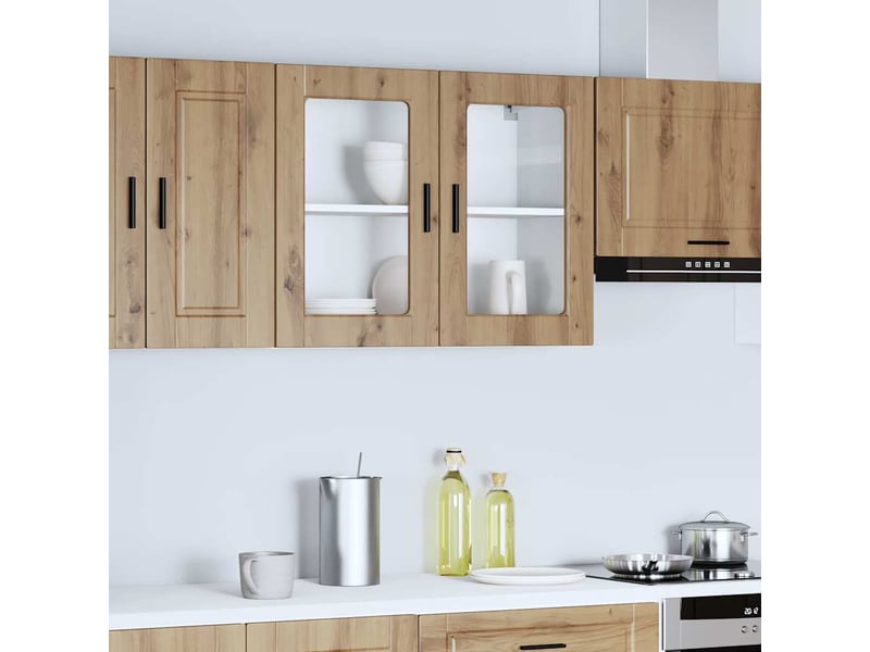Armoire murale de cuisine porte en verre porto chêne artisanal shl5161 - Conforama B