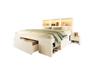 Lit avec rangement 140x190/200cm <strong></strong> <strong></strong> coloris blanc
