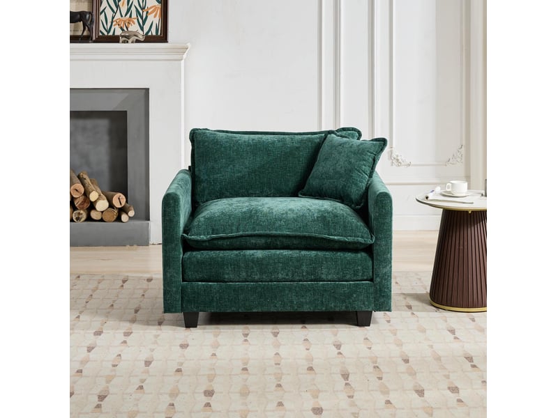 Canapé fauteuil modulable vert 1 place chenille confort douillet salon chambre homvra - Conforama D