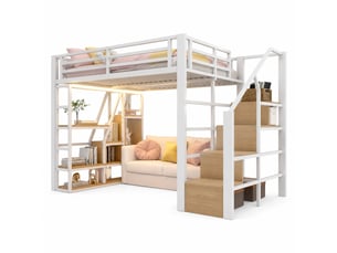 Lit mezzanine 140x200 cm <strong>FLORAGRACE</strong>  <strong></strong> coloris blanc