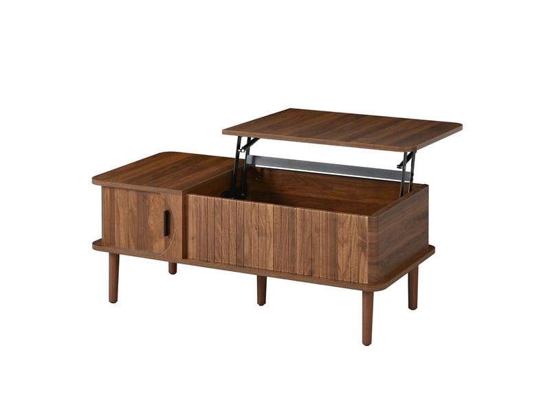  Table basse relevable rectangulaire – 100 x 48 x 41 cm – plateau relevable &amp; porte coulissante – mdf - noyer  - Conforama A