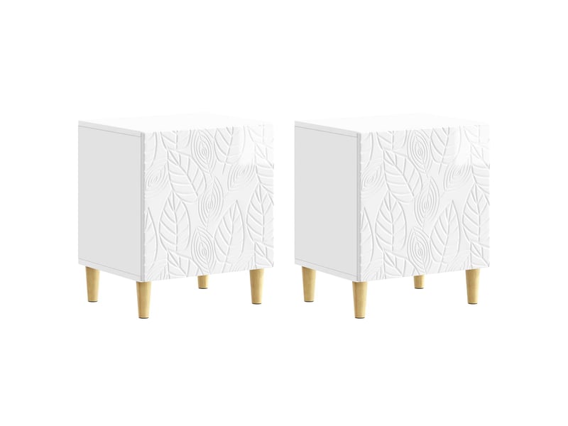  Table de chevet - cabinet de chevet - table de nuit 2 pièces blanc brillant 43 x 34,5 x 50 cm  - Conforama A