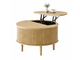 Table basse rond(e) coloris naturel <strong>CHICFURN</strong> <strong></strong> - 80 cmx80 cm