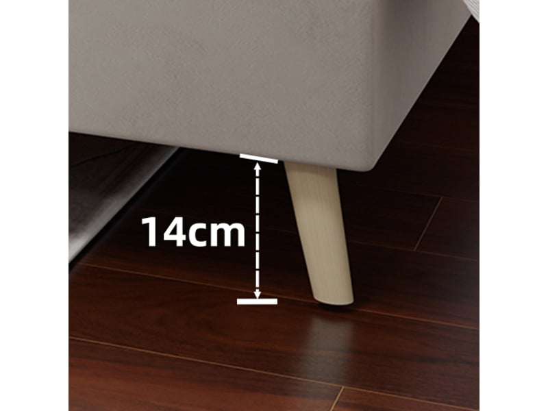  Lit enfant 90x200 cm avec sommier bas, sans tête de lit et matelas non inclus, beige  - Conforama E