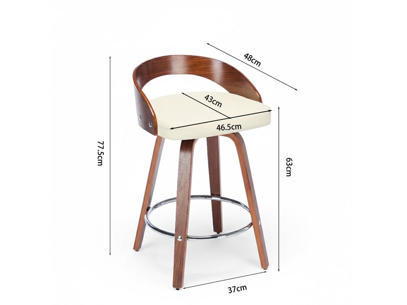 Tabouret de bar pivotant dossier bas effet bois noyer beige cravdom - Conforama E