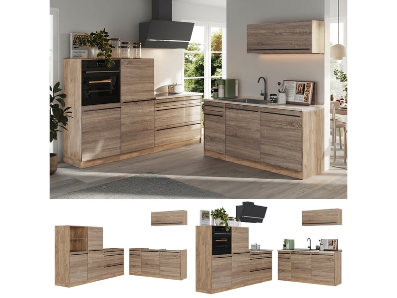 Vicco cuisine, sonomachêne doré, 220cm plan de travail chêne doré - Conforama D