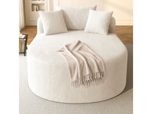 Fauteuil relax ovale corda, beige, sans montage, rembourrage élastique, design minimaliste, velours côtelé