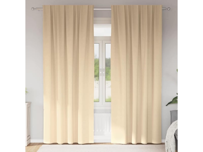  Lot de 2 rideaux occultants, rideaux black-out avec anneaux crème 225 x 140 cm cf44628  - Conforama B