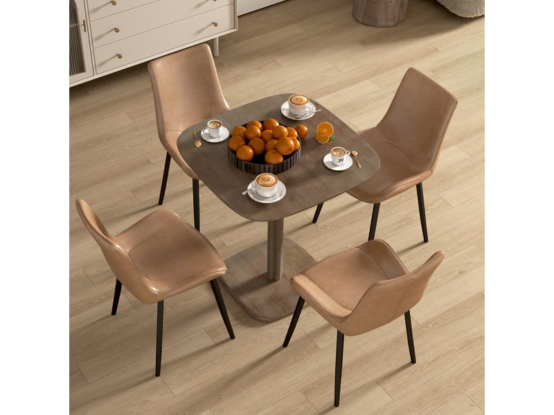  Table à manger pour 4 personne table de cuisine carrée style moderne avec plateau aspect bois, marron, 70 x 70 cm  - Conforama R