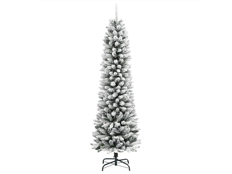  Sapin de noël artificiel, arbre de noël mince avec neige floquée 120 cm pvc et pe  - Conforama A