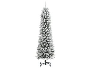Sapin de noël artificiel, arbre de noël mince avec neige floquée 120 cm pvc et pe