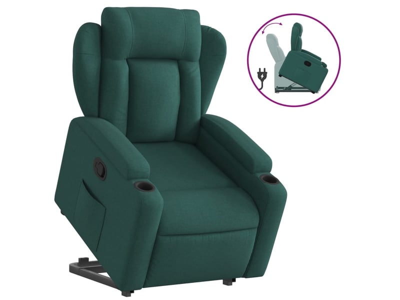  Fauteuil inclinable, fauteuil relax salon vert foncé tissu shl35398  - Conforama A