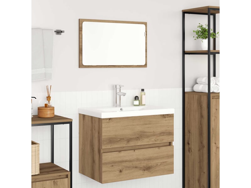  Ensemble de mobilier de salle de bain 3 pièces chêne artisanal cf64444  - Conforama D