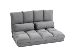 Fauteuil 102 x 73 x 60 cm fauteuil de sol 2-en-1 dossier réglable 3 positions coussin d’assise en velours gris structure en acier fonction lit