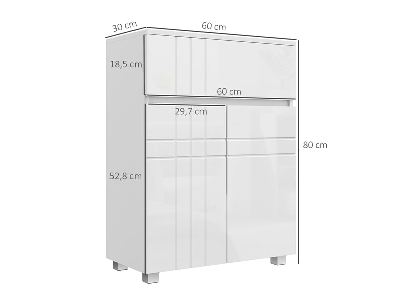  Meuble de rangement pour salle de bain sur pied placard 2 portes 1 tiroir, blanc laqué, étagère régable  - Conforama C