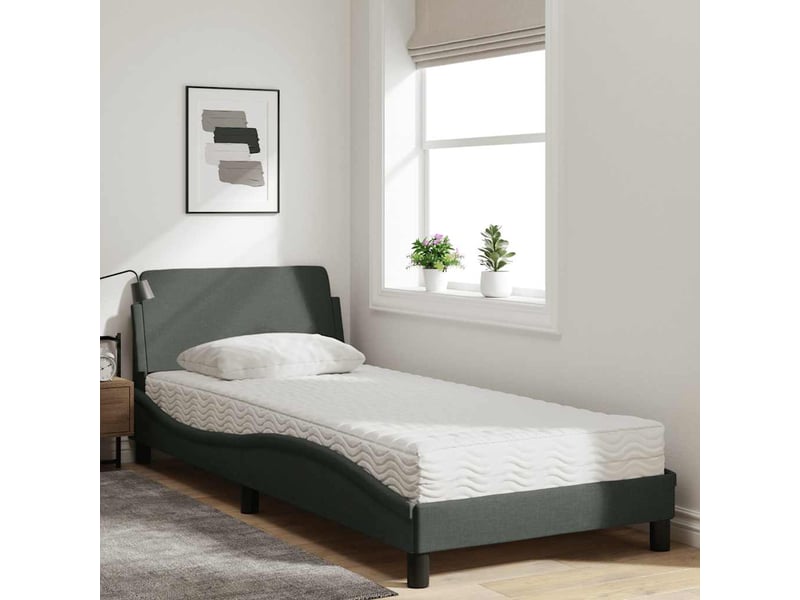  Lit simple- lit adulte -  lit avec matelas dover gris foncé 80x200 cm tissu  - Conforama B