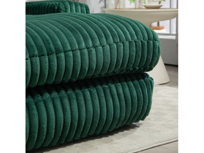 Canapé droit convertible 1 place en velours côtelé vert émeraude, 3 coussins, idéal pour se détendre - Conforama D