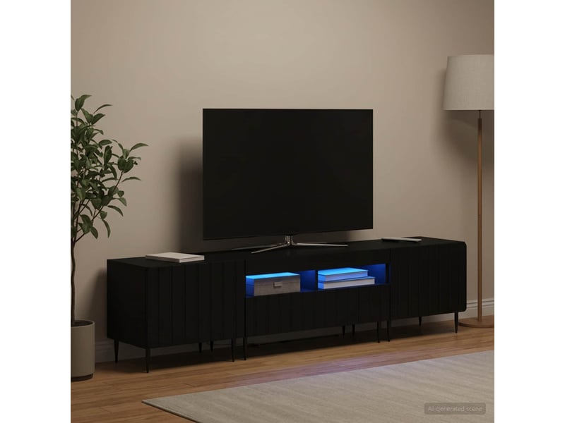  Meuble tv - banc tv - meuble de rangement led 5 pièces noir bois d'ingénierie  - Conforama B