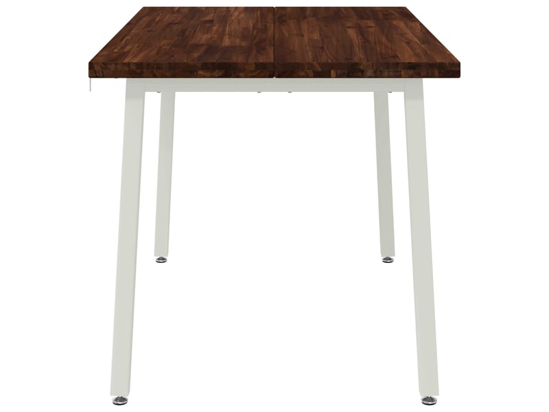  Table à manger moderne 120x80x75 cm bois d'acacia massif marron foncé et blanc shl45695  - Conforama E