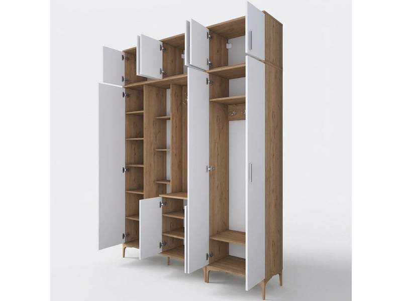  Meuble d'entrée vestiaire avec miroir et porte-manteau focus  - Conforama C
