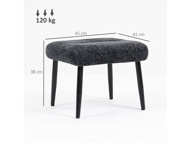  Pouf 45x41x38 cm pieds en métal gris foncé  - Conforama E