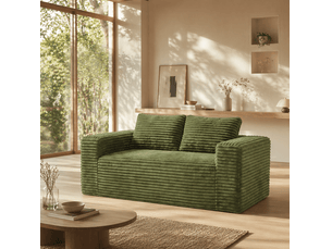 Canapé droit compressé fixe CHICFURN 2 places Velours côtelé vert