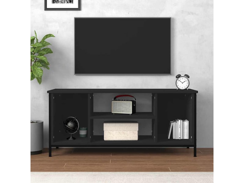  Meuble tv - banc tv - meuble de rangement noir 102x35x45 cm bois d'ingénierie  - Conforama C