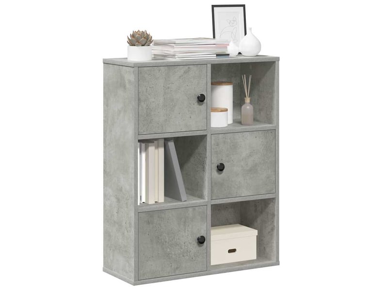  Bibliothèque, meuble de rangement salon gris béton 60x24x76,5 cm bois d'ingénierie  - Conforama B